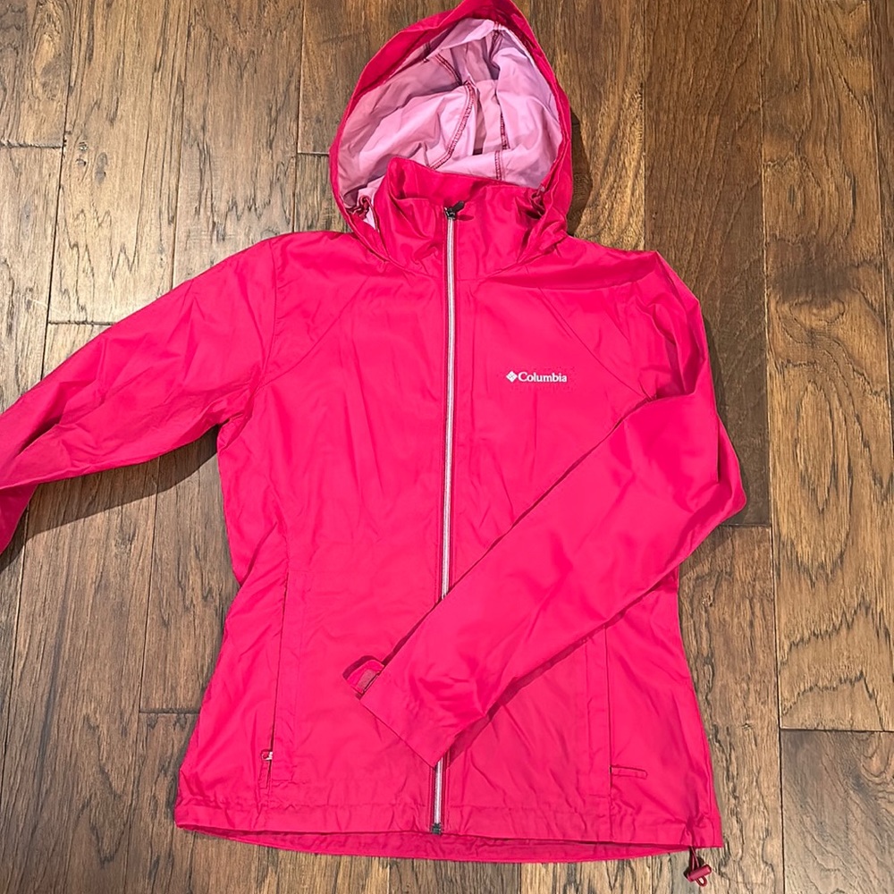 Red/Pink Columbia Lightweight Rain Jacket